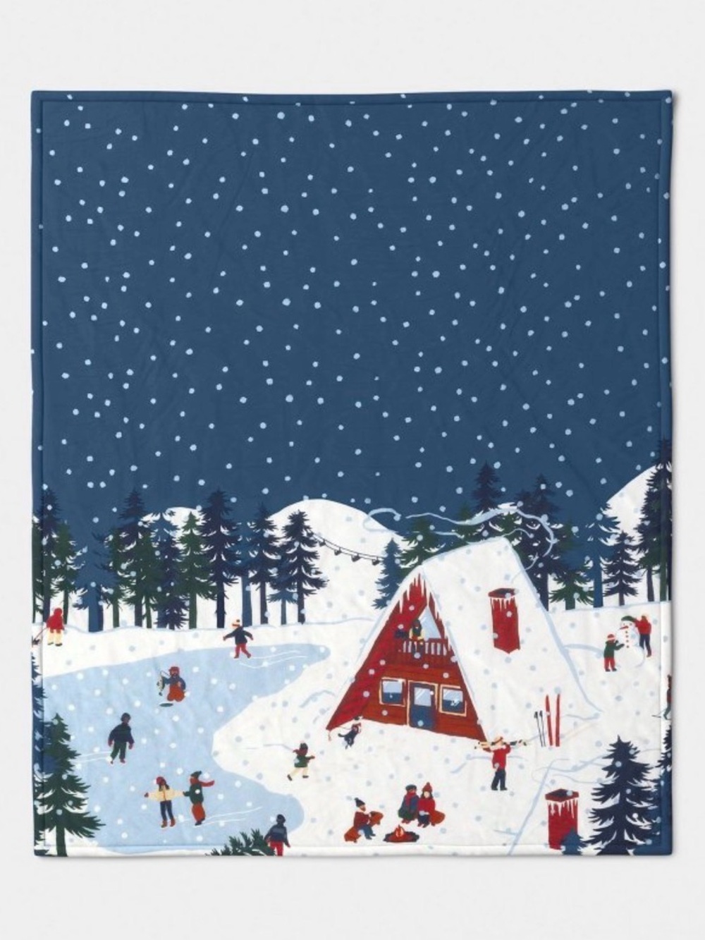 Room Essentials Blue and Red Snowy Lodge Holiday Throw